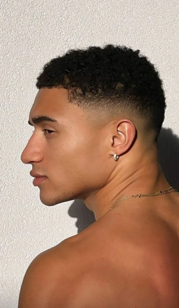 Mid Fade Afro Black Men